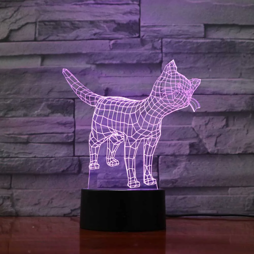 Творческий 7 цветов Изменение 3D Led животных ночные светильники Usb сенсорный визуальный настольная лампа кота детская спальня освещение сна Игрушка подарки Декор