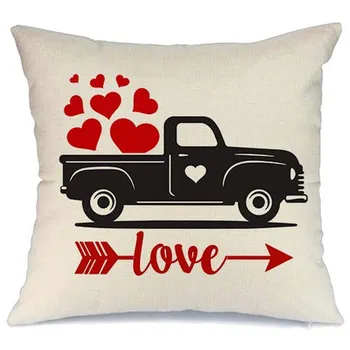 

Valentines Pillow Cover 18x18 for Couch Truck Hot Love Red Sweet Heart Arrow Happy Valentine's Day Decorations Throw Pillow Hom