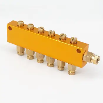 

Aluminum 6 Way 6mm in 4mm Out Adjustable Lube Oil Piston Distributor Value Manifold Block for Centralized Lubrication System