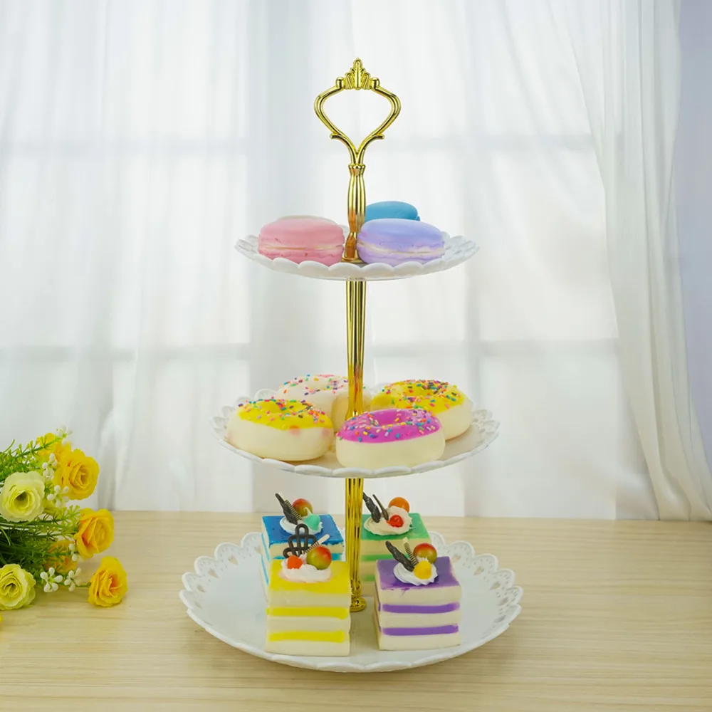 Artliving 3-tier Plastic Cake Stand-Dessert Stand-Cupcake Stand-Tea Party Serving Platter Black Gold