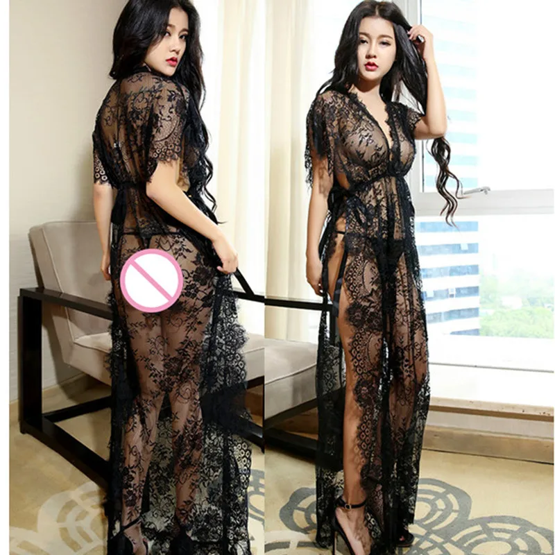 

White Love Long Sleepwear sexy lingerie hot Lace No padded dress langerie sexy underwear erotic lingerie lenceria sexy costumes