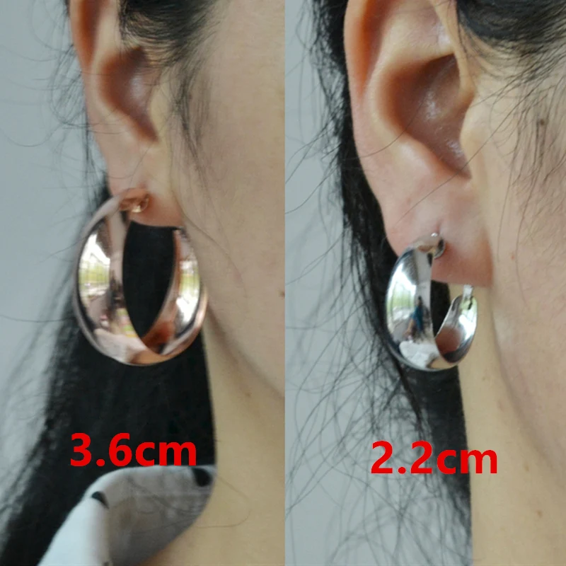 Clip On Earrings for Women No ear holes to wear Painless Not allergic Big Circle C-shaped Exaggerated Personality Trendy Fashion 3