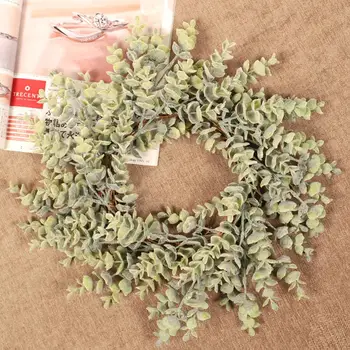 

Adeeing Simulate Eucalyptus Leaves Wreath Hanging Pendant for Door Deocration