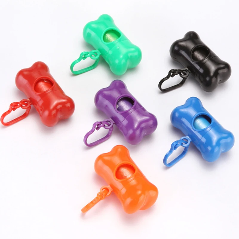 

2 pcs Pet Dog Bone Shape Waste Garbage Pooper Bags Degradable garbage bag Dispenser Box Cleaning Up Bags random color