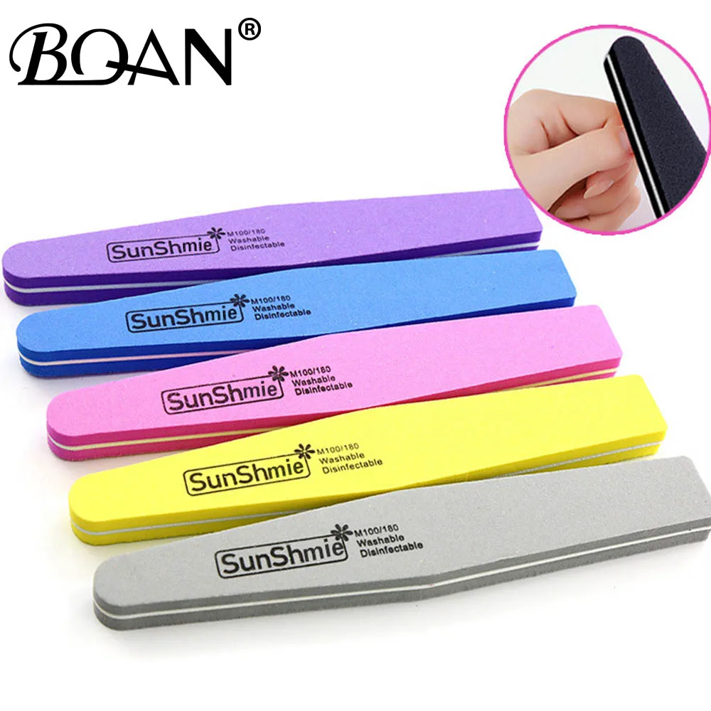 

10pcs Professional Nail Files Nail Buffer 100/180 Grit Buffing Slim Crescent Nail Makeup Tools Spong Nail File Women Salon