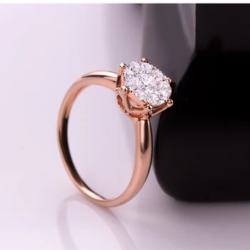 

0.8ct effect SI/H Diamond Engagement Rings 18kt YELLOW Gold Promise Ring Fine Jewelry Wedding/Engagement Round ring