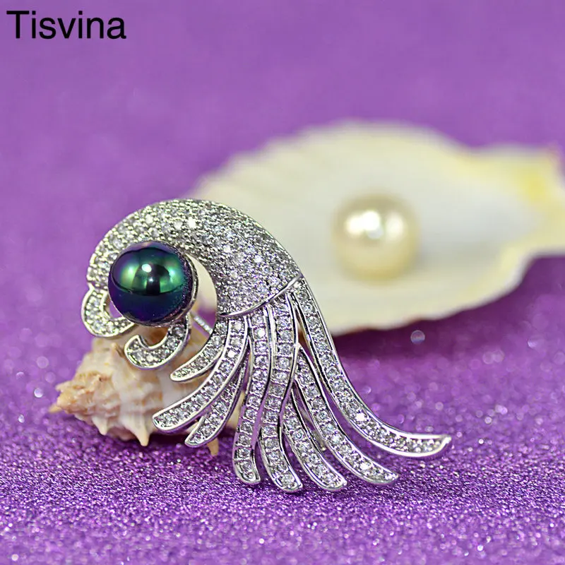 

Tisvina Octopus Pearl Brooches for women Accessories Brooch Pins Cubic Zircon silver color Cute animal Costume Fashion jewelry