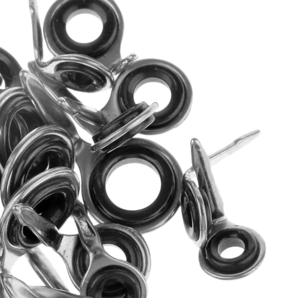 MagiDeal 40pcs Fishing Rod Guides Fishing Rod Eyes Ring Raft Line Ring DIY Fishing Rod Repair Kit Accessories