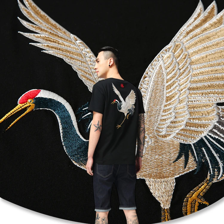 Embroidered Crane Sukajan T-shirt 1