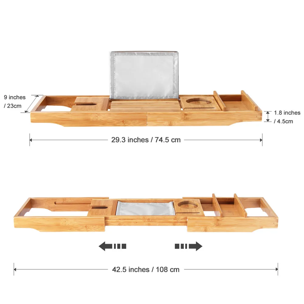 LANGRIA Bamboo BathtubTray Handcrafted Bath Tray Bathroom Shelves bathtub caddy bath caddy Bath Rack Bathroom Storage Stand Tray5