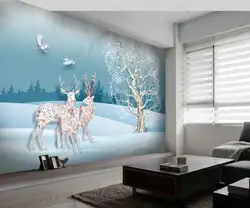 Олень, Лось обои птица снег дерево росписи для Спальня свяжитесь с Бумага фрески 3d фото стена Бумага s природы настенные фрески стены Бумага