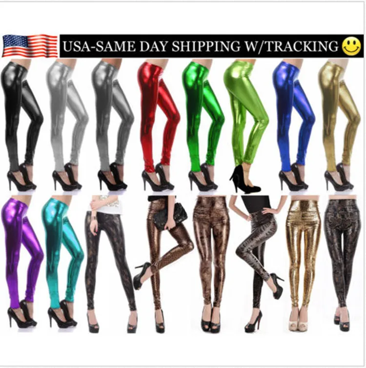 o jogo do comprimento do tornozelo leggings de couro do falso