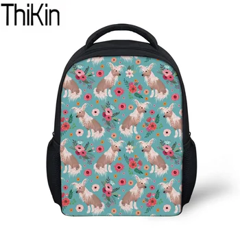 

THIKIN Chinese Crested Flower Printing School Bags for Kids Girls Mini Kindergarten Backpack Children Cute Shoulder Rucksack