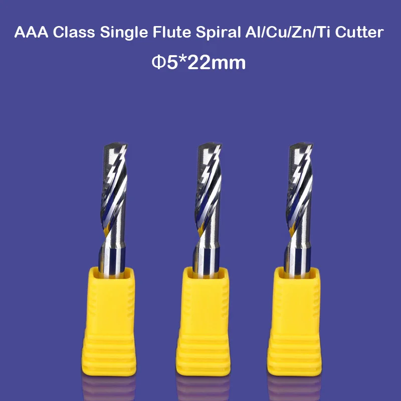 AAA Single Flute Aluminum Cutting Tools Shank 5mm CEL 22mmin Milling
