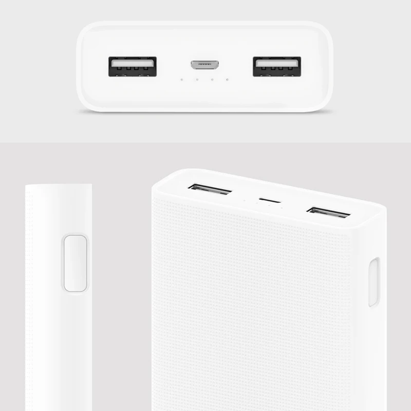 Original Xiaomi Power Bank 20000mAh 2C Portable Charger Support QC3.0 Dual USB Mi External Battery Bank 20000 with Silicone Case