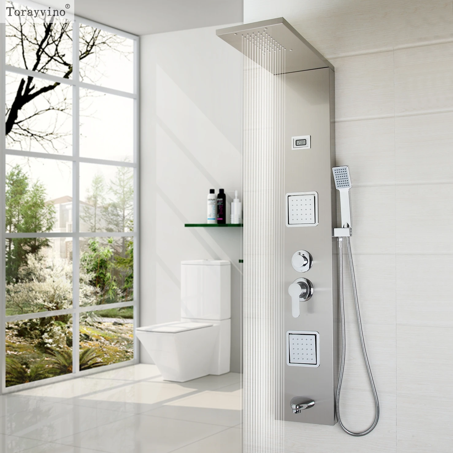 Torayvino Luxury UK Bathroom Fashion Shower Column Shower Panel Hand