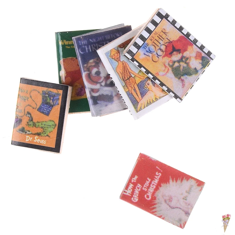 6 шт./лот красочные деревянные книги Miniaturas 1:12 набор для кукольного домика аксессуары кукольный домик Миниатюрный 1:12 книги