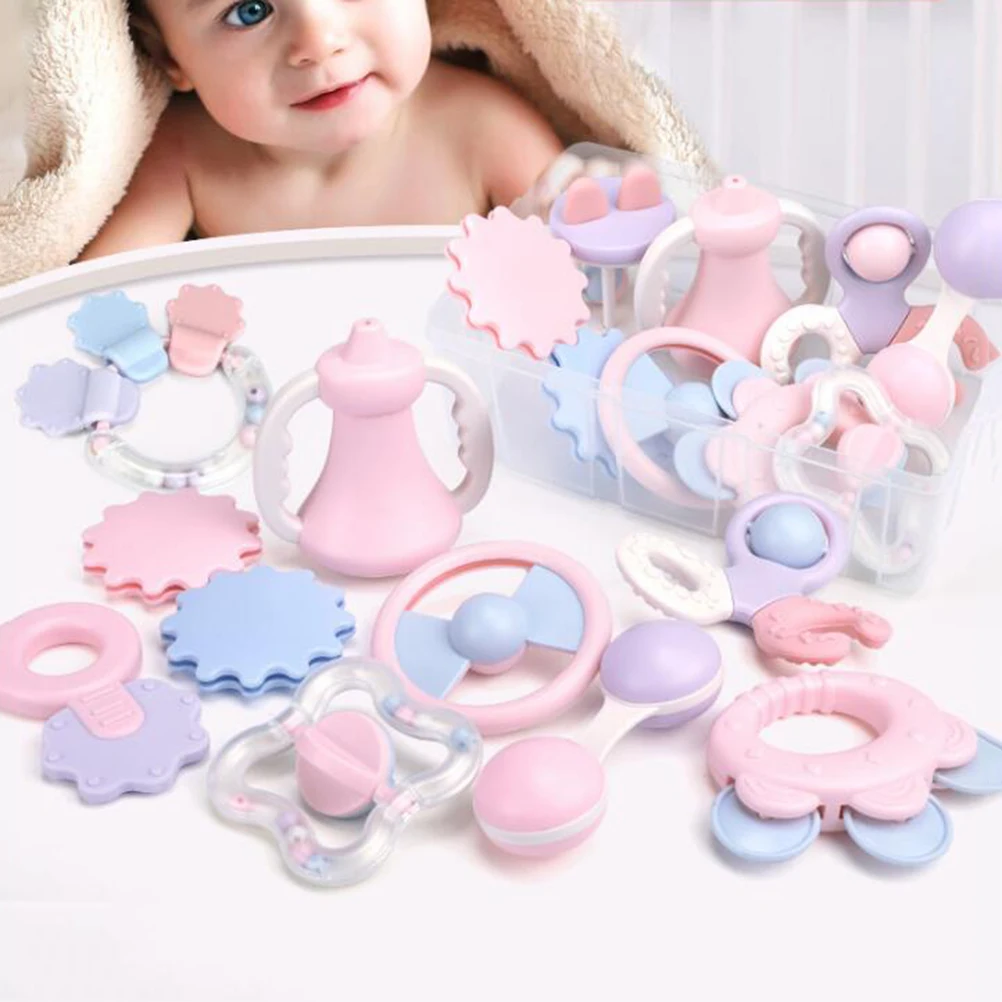 10 шт. детские погремушки BPA бесплатно встряхивание и захват прорезывание зубов развитие рук сенсорные Прорезыватели игрушки для новорожденных малышей