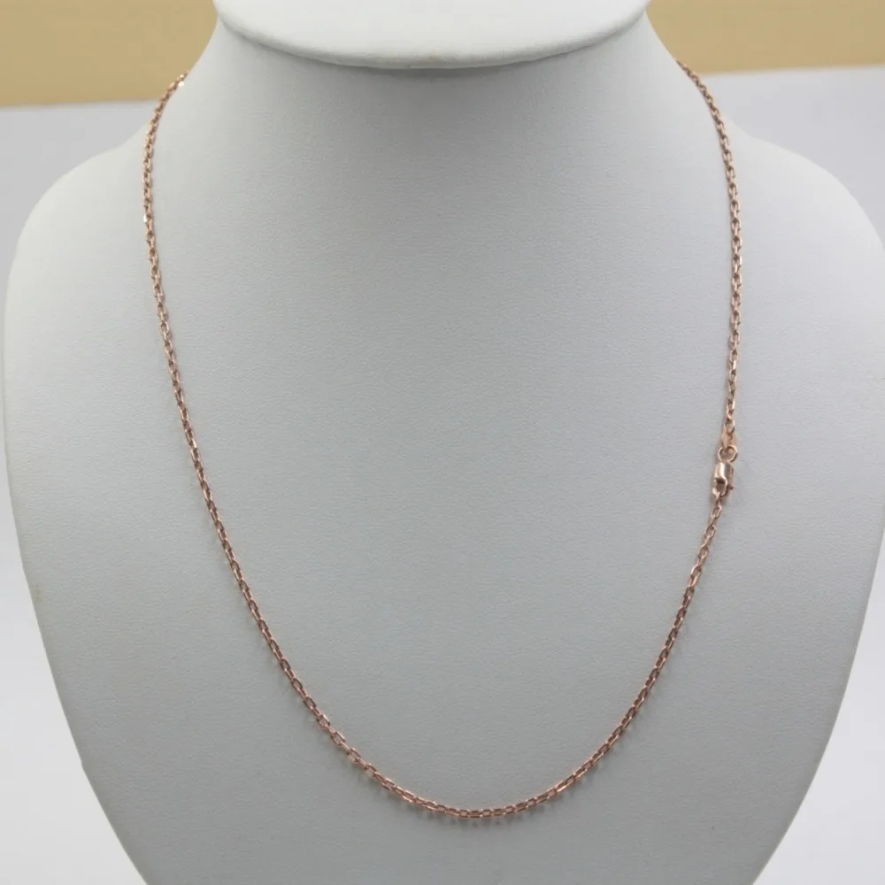 

New Au750 Real 18K Rose Gold Chain Women Square Link Necklace 20inch