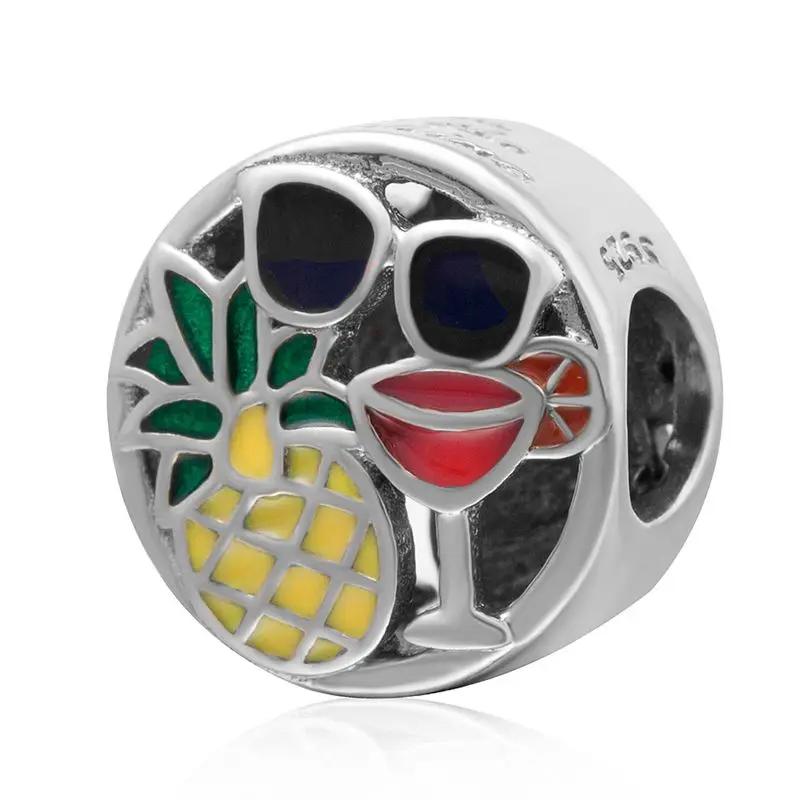 

New Design Genuine 925 Sterling Silver Summer Fun Charms Mixed Enamel Beads fit for Bracelets and Necklaces Free Shipping