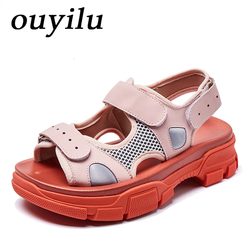 

2019 ouyilu Man Woman Brand Zomer Ademend Dames Sneakers Dikke Bodem Gezellige Sport Wandelen Sandalen Voor vrouwelijke