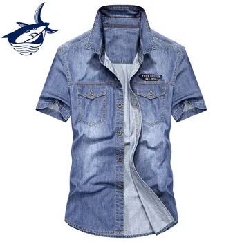 

Men Clothes 2018 Denim Shirt Men Slim Fit Casual Fashion Embroidery Brand Tace Shark Men Shirt chemise homme Jeans Dress Shirts