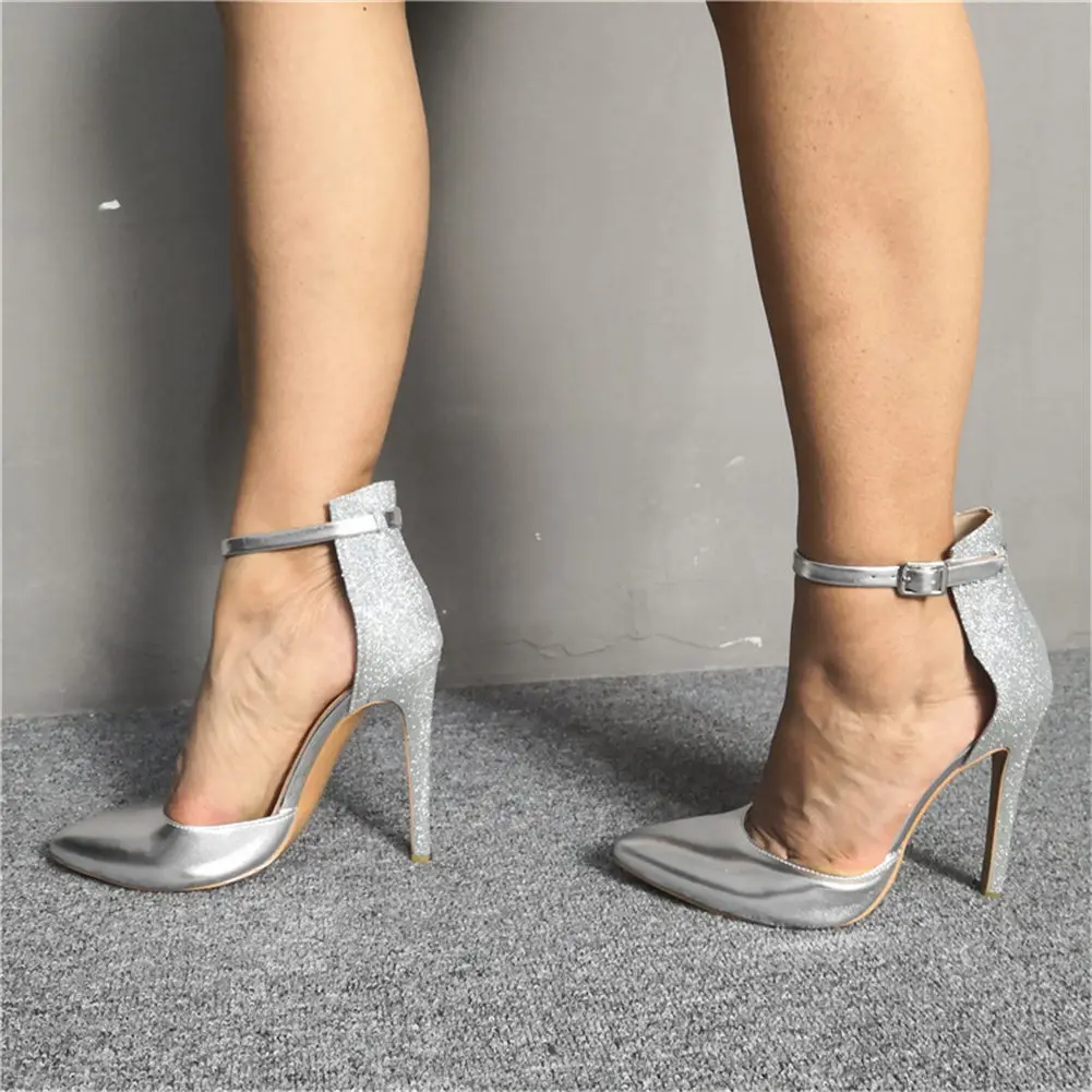 

brand design big size 47 bling sexy high heels Women Shoes sandals top quality Summer Party pointed toe ankle-strap Shoes Woman