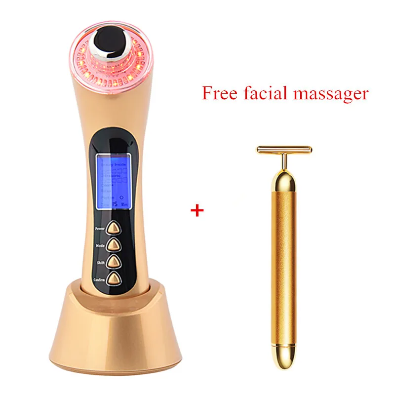 3MHZ Ultrasound Bio Wave Galvanic High Frequency Vibration Photontherapy Face Lift Skin Whitening Facial Firming Beauty Machine