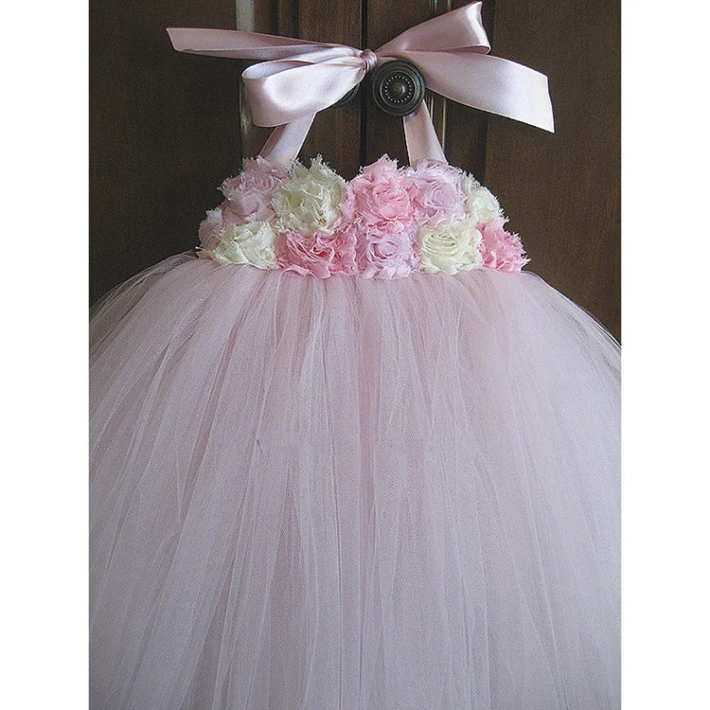 Princess Flower Girl Ball Gown Dress Kids Wedding Junior Bridesmaid Birthday Party Tutu Dress Pink Girl Knee Length Dress Robe (3)