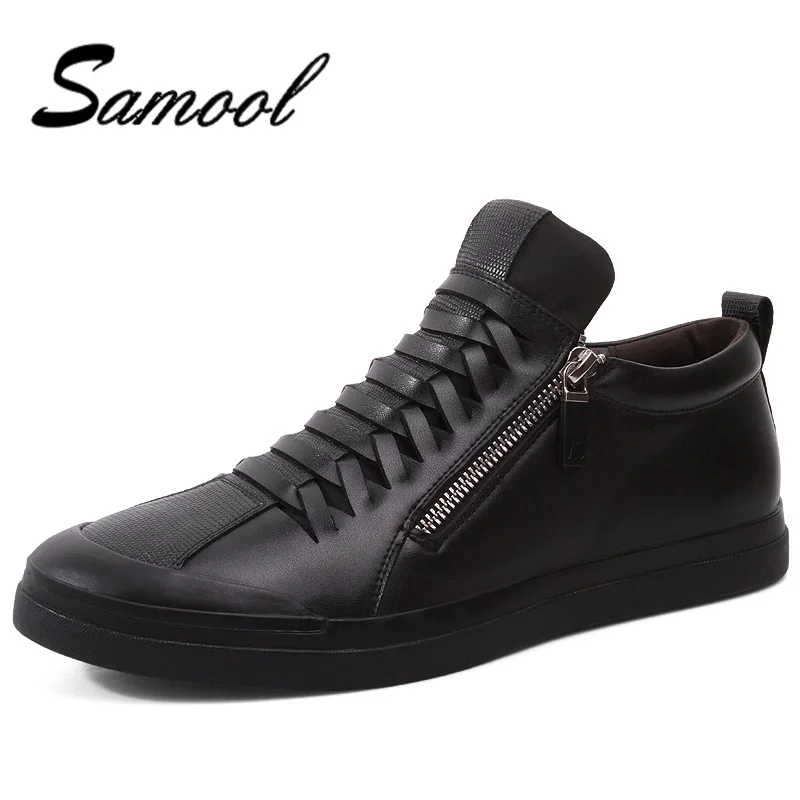 

Mens shoes casual fashion designer genuine leather shoes for men Slip on loafers Black sneakers Winter Autumn shoes Brand QX3