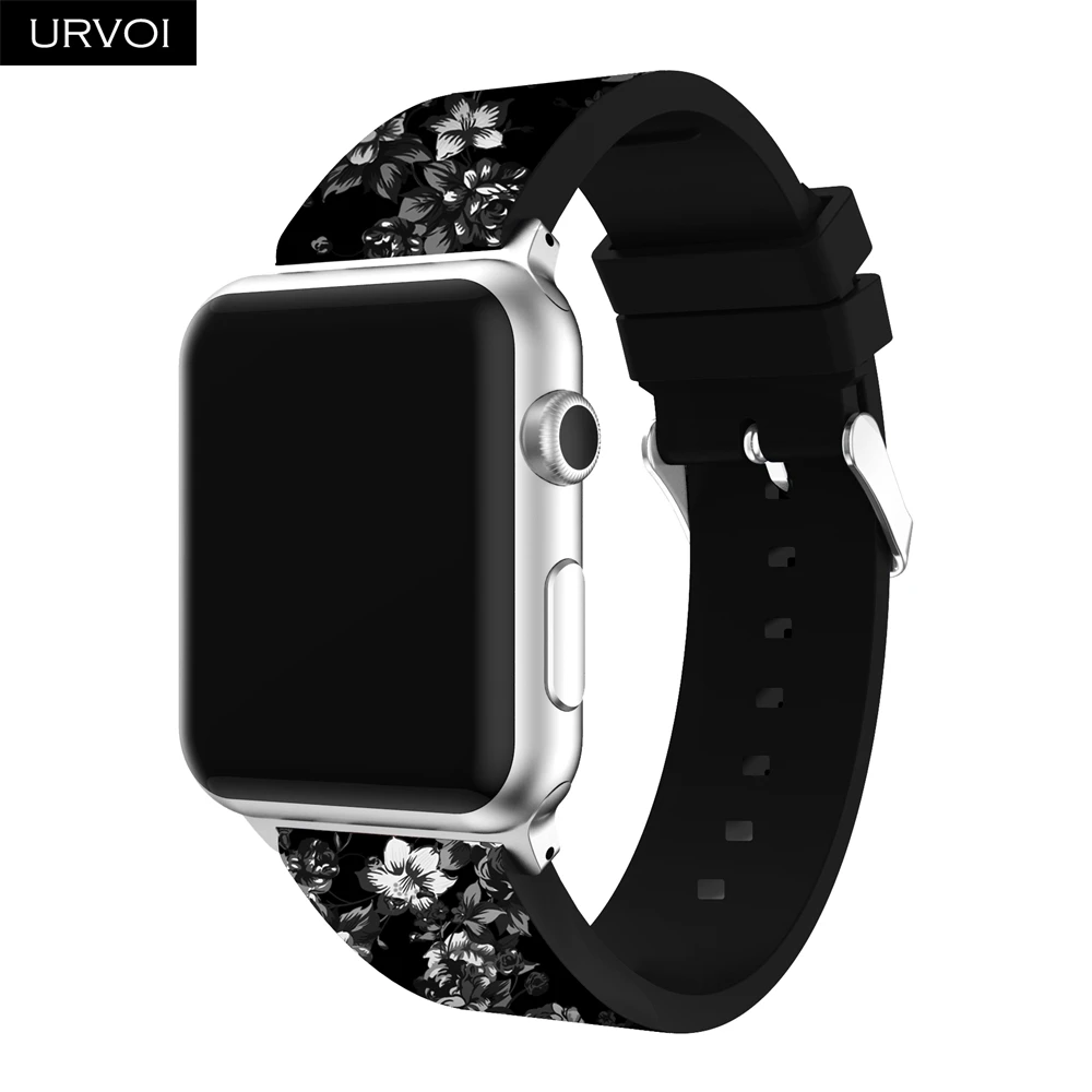 URVOI силиконовый ремешок для apple watch series 5 4 3 2 1 спортивный ремешок для iwatch с пряжкой модные декоративные цветы удобные ощущения