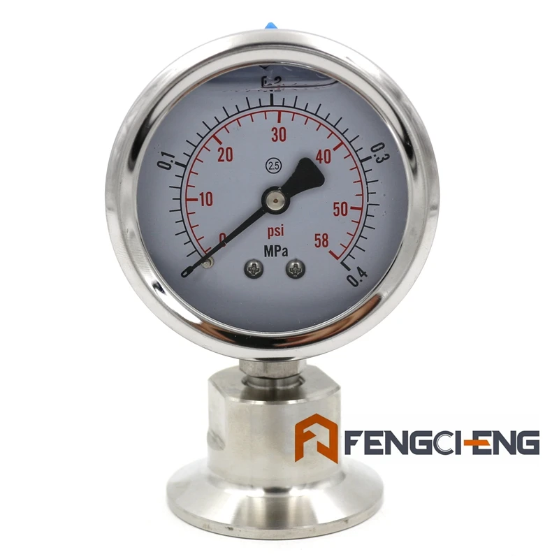 

1.5"Tri Clover Sanitary Pressure Gauge 0-60 PSI Bottom Mount 304 Stainless Steel Beer Conical Fermenter Parts
