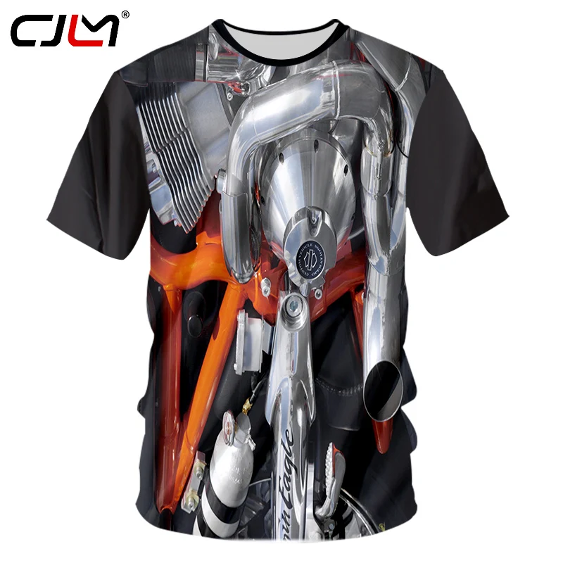 CJLM Racer Vintage Motorcycle Design T-Shirt Men Summer Top Short Sleeve T Shirt Novelty New Arrival Cool Print 3d Tees Homme | Мужская