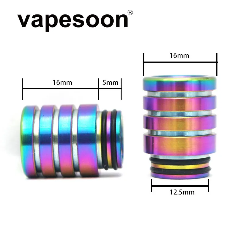 Аутентичный дрип тип VapeSoon 810 из нержавеющей стали Радужный серебряный цвет для костюма TFV8 BIG BABY TFV12 Prince Ello Duro и