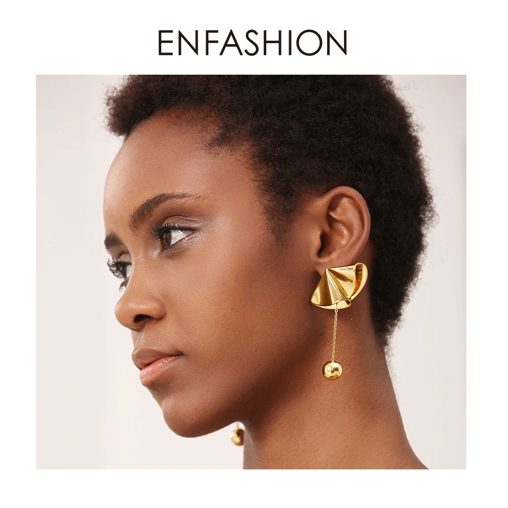 Женские Висячие серьги Enfashion длинные медные золотистого цвета с большими