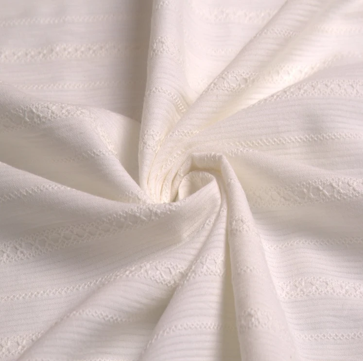 

White Stripes Jacquard Cotton Material Dress Shirts Fabric Cotton Elegant
