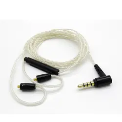 Замена DIY кабель MMCX для Shure SE215 SE535 SE846 UE900 наушники с серебряным покрытием гарнитура кабель с микрофоном для iPhone xiaomi