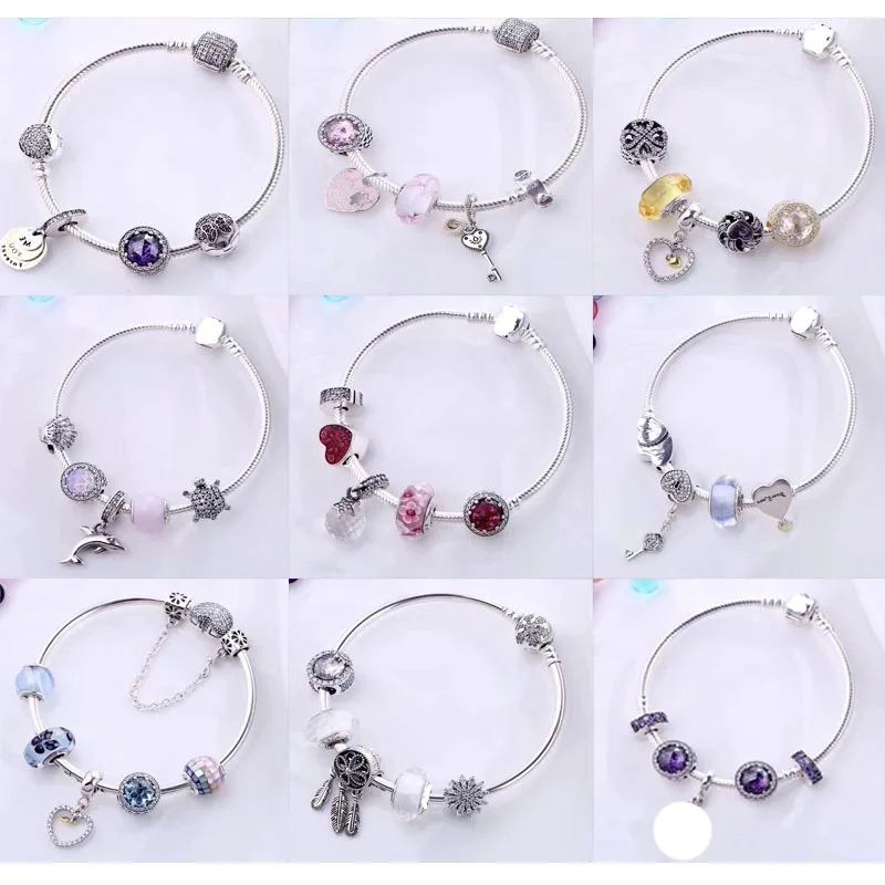 

100% authentic 925 Sterling Silver snake bracelet beads chain FOR Valentine's Day Original Bracelet for Women Jewelry Gift