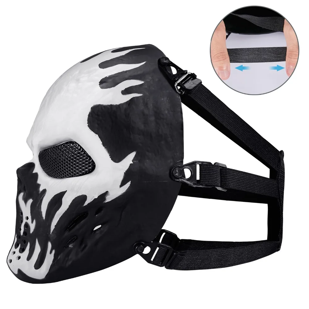 SKL Full Face Protection Airsoft Mask for Sport Hunting CS Game Halloween Party Skull Mask Mesh Eye Safety Protection Mask SKL Full Face Protection Airsoft Mask for Sport Hunting CS Game Halloween Party Skull Mask Mesh Eye Safety Protection Mask