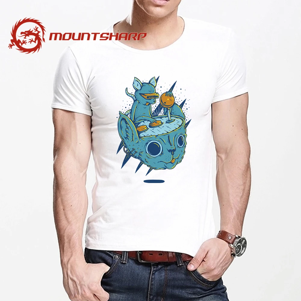 

MOUNTSHARP Summer T Shirt Men Harajuku Alien rat Funny Print Tee Tops Short Sleeve male T Shirt Casual male Clothes