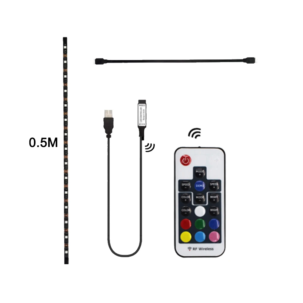 5 в постоянного тока гибкий светодиодный RGB световая лента 0,5 м 2 м USB Волшебная световая лента HDTV экран фоновая вспышка лампа RF контроллер SMD5050