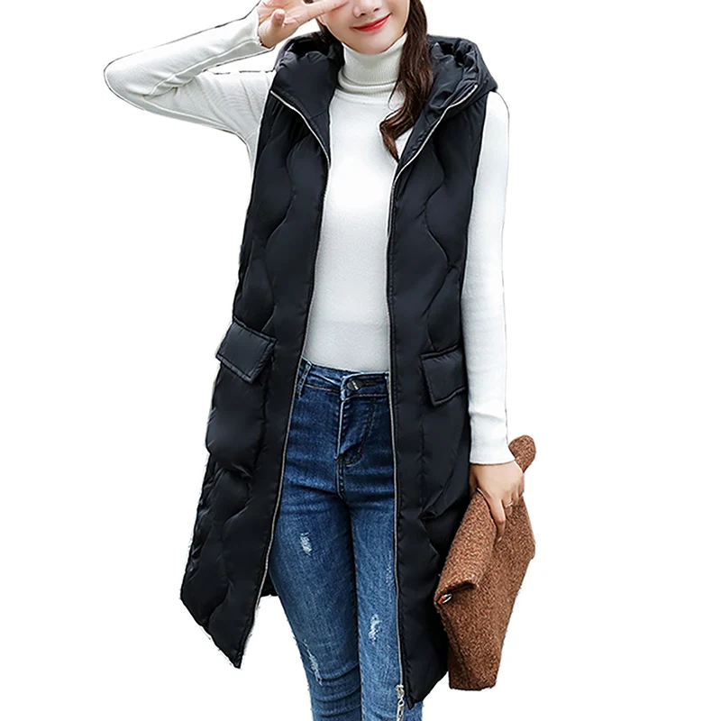 Купить Жилет Женский Длинный С Капюшоном