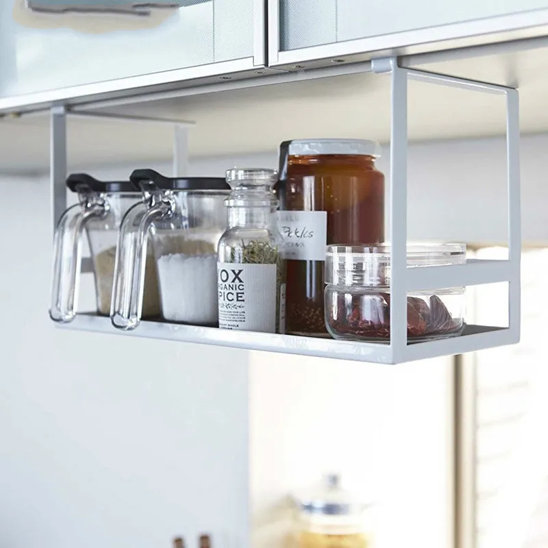 Kitchen rack without perforating seasoning rack shelf kitchen pendant multifunctional kitchen condiment shelf LU5184