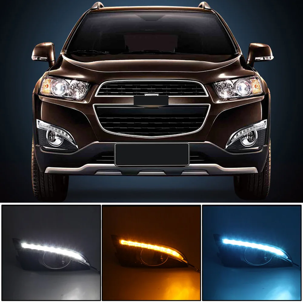 

CAPQX For Chevrolet Captiva 11-13 LED Daytime Running Light Turning Signal Lamp DRL Day Light Front Bumper Fog Light Cover Frame