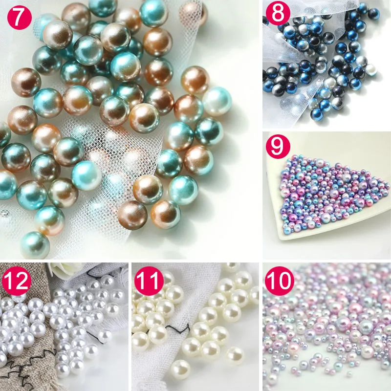 

High Quality Mix Rainbow Color Round Imitation Pearl Beads No Hole Loose Beads DIY Craft Making for Women VE