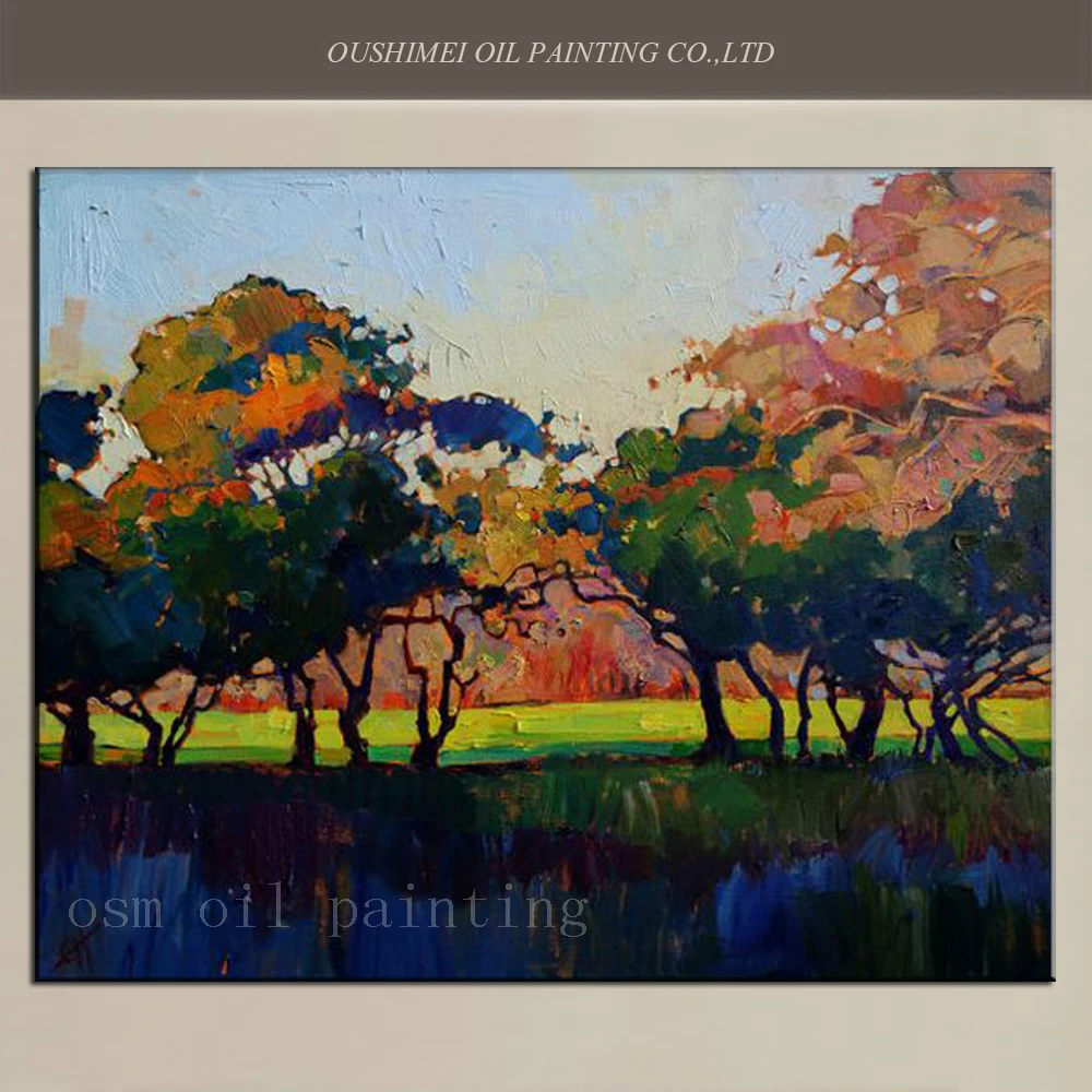 

Handmade California Modern Impressionism Landscape Oil Painting Wine Country Bright Summer Green Peek Art Oil Painting on Canvas