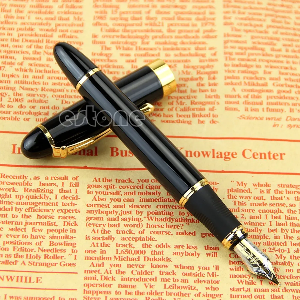 Горячая Новая перьевая ручка Jinhao X450 черная средняя Gold Золотая отделка чернильная ручка