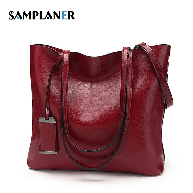 

Brand Women Bags Soft PU Leather Ladies Handbags Solid Design Casual Tote Bags Vintage Big Top-handle Bag Winter New Arrival