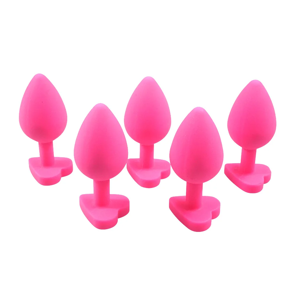 3-5-8CM-medium-size-heart-shape-small-mini-pink-silicone-anal-plug-butt-plug-sex