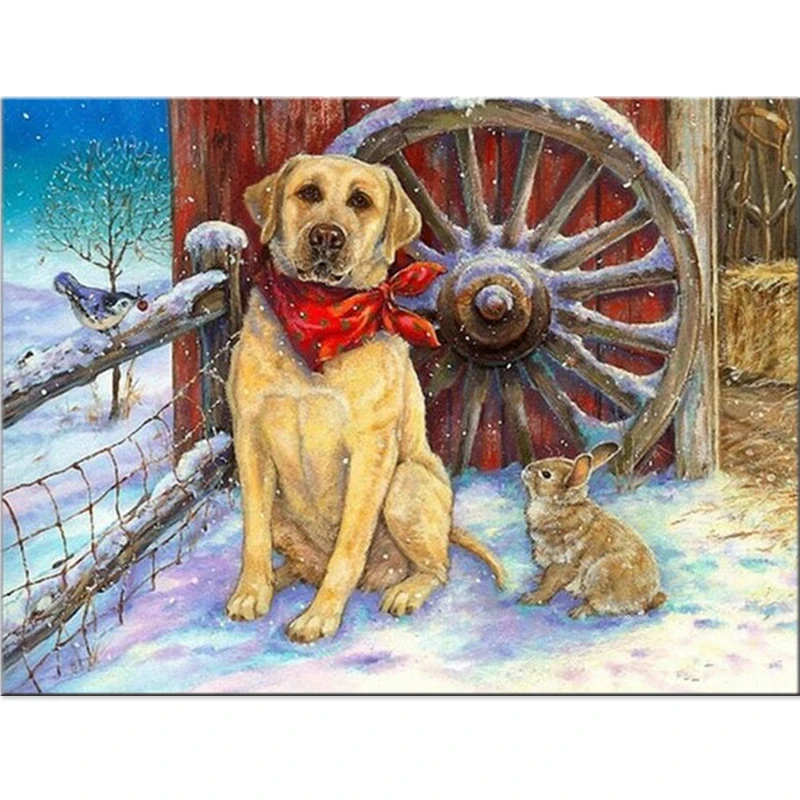 OLY Full Diamond Painting Cross Stitch DIY Animal Pet Dog Painting Kit